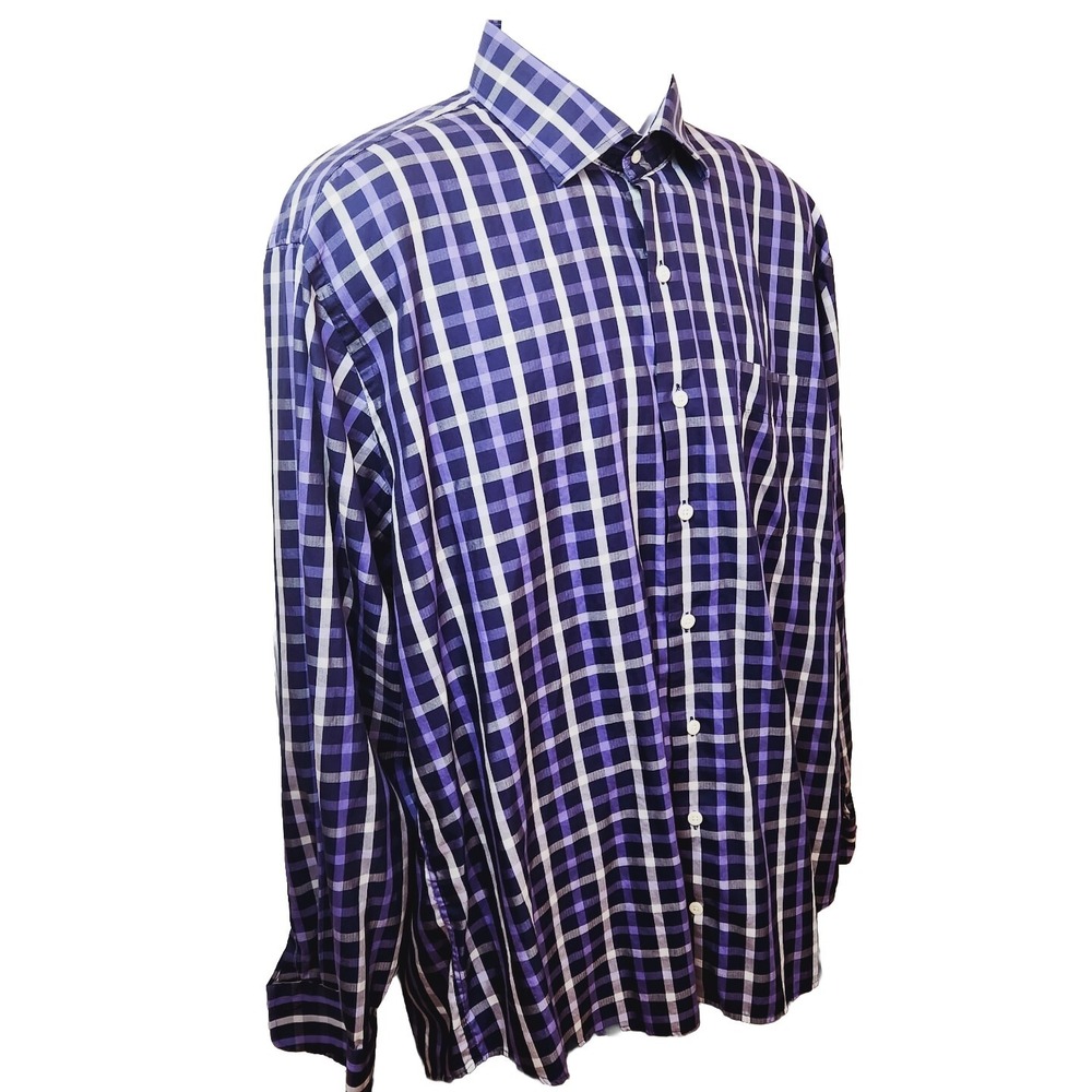 Peter Millar Crown Mens Plaid Button Down Shirt XL Purple Top Classic Top
